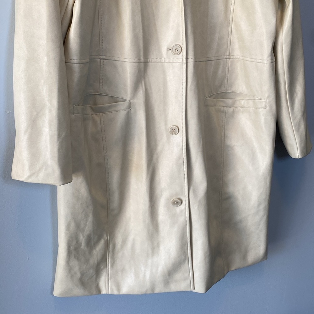 UO Vegan Leather Trench NWT Women’s XXL Ivory Tessa Neutral Longline Coat - Picture 7 of 17